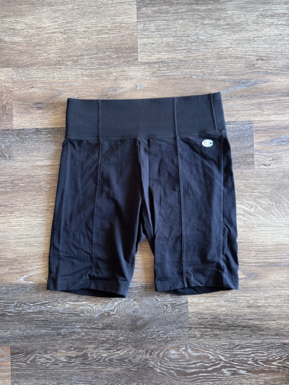 Champion Black High-Rise Bike Shorts with pleats